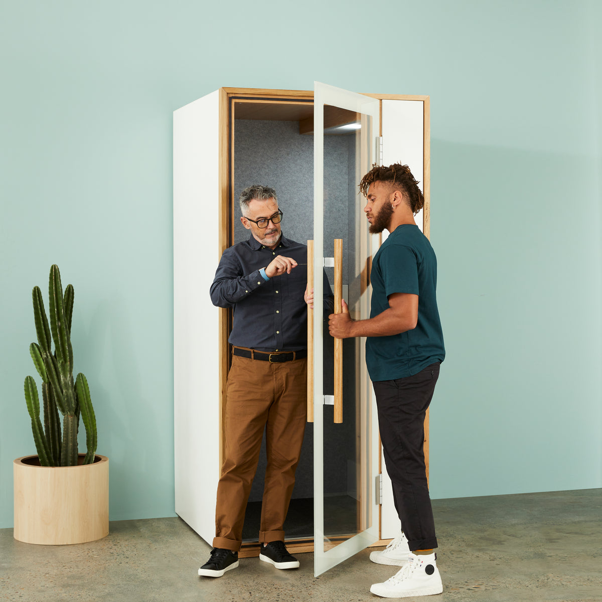 The Nook soundproof booth assembled and ready in an Australian office