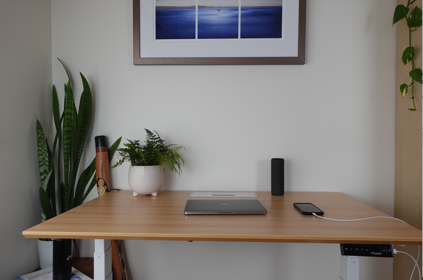 <p>The sttanding desk has elevated my wfh setup completely. Functional and beautiful.</p>