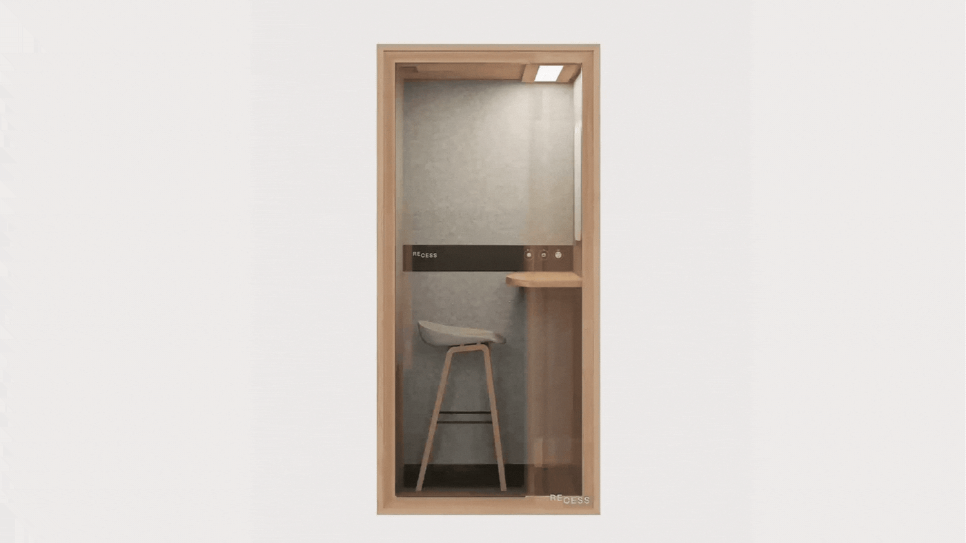 The Nook's motion-sensored ventilation fan keeping air circulating inside the booth